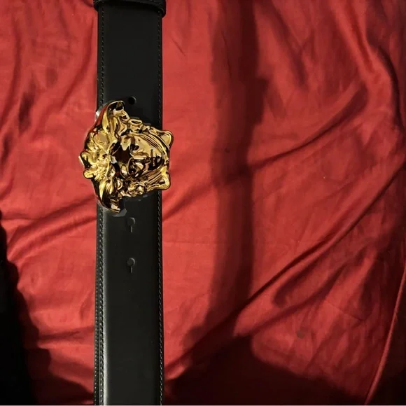 Versace Black Belt with Gold Medusa Buckle - Picture 4 of 5